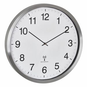 Produktbild für Wanduhr TFA 60.3548.02 XXL, Aluminium, analog, Funkuhr