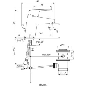 Produktbild für Waschtischarmatur Ideal-Standard Ceraflex, B1711AA, verchromt