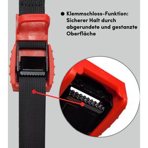 Produktbild für Spanngurt Trutzholm schwarz/rot, mit Klemmschloss