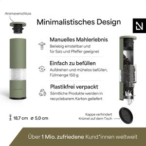 Produktbild für Gewürzmühle LARS-NYSØM Lagom Sage Green, Höhe 18,7 cm