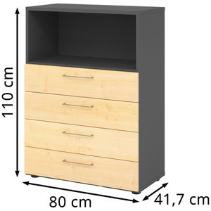 Produktbild für Kombischrank Hammerbacher Serie 9 Advanced, ahorn / graphit