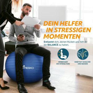 Produktbild für Gymnastikball Tresko Anti-Burst, mit Luftpumpe