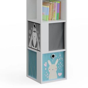 Produktbild für Bücherregal Vicco Lio, weiß, mit 4 Faltboxen