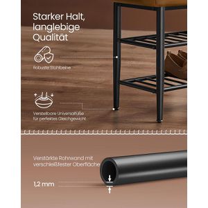 Produktbild für Schuhbank Vasagle EKHO, schwarz / braun, aus Metall