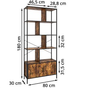 Produktbild für Bücherregal Vicco Fyrk, schwarz / dunkelbraun