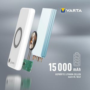 Produktbild für Powerbank Varta Wireless 57908, 15000mAh
