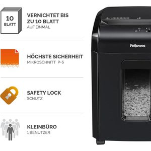 Produktbild für Aktenvernichter Fellowes 4630601 Powershred 10M, mit Rollen