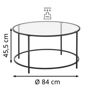 Produktbild für Couchtisch Vasagle LGT021B01, aus Glas / Metall, transparent
