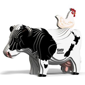 Eugy Bastelset 650079 Tier-Puzzle 3D Holstein Kuh, 7 x 4cm, Wellkarton, ab 6 Jahre