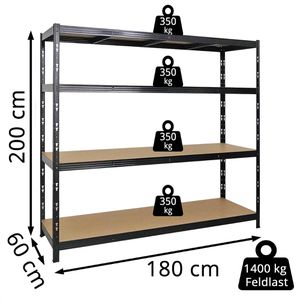 Produktbild für Weitspannregal PROREGAL Goliath, 4 Holzböden