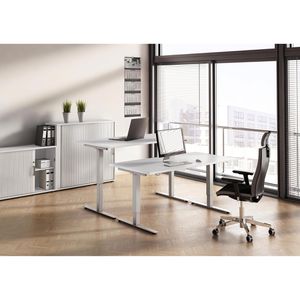 Produktbild für Schreibtisch Hammerbacher XMST 2E, weiß / silber