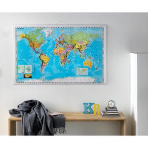 Produktbild für Weltkarte Franken KA600W, Englisch, mit Aluminiumrahmen
