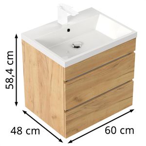 Produktbild für Waschtisch Posseik Fellini 60, hängend, eiche gold