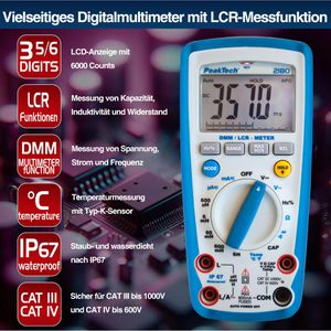Produktbild für Multimeter PeakTech P 2180, digital, RMS
