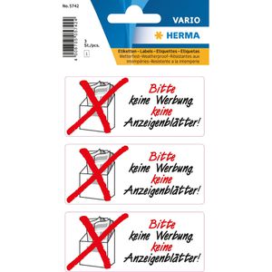 Hinweisetiketten Herma 5742, Bitte keine Werbung