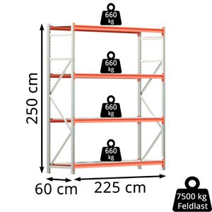 Produktbild für Weitspannregal Regalwerk EMMA, 4 Metallböden