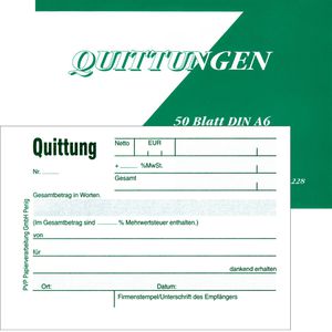 Quittungsblock Böttcher-AG 7001, MwSt. separat