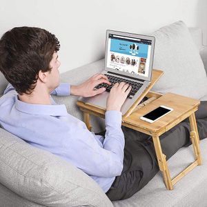 Produktbild für Laptoptisch Songmics LLD01N, aus Bambus, höhenverstellbar