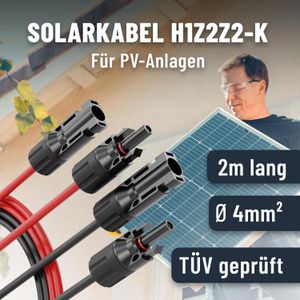 Produktbild für Solarkabel Absina 910001, H1Z2Z2-K, bis 1000 V, 2 m