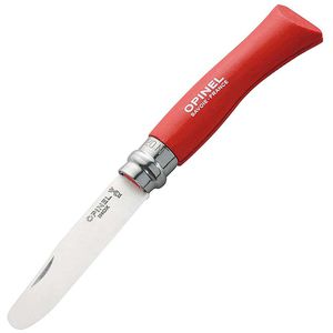 Opinel Schnitzmesser No.7, Kindermesser, gerade Klinge, rot