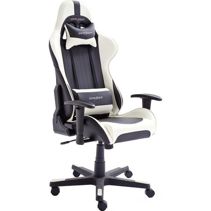 DXRacer Gaming-Stuhl, Kunstleder OH-FD32-NW, weiß, Armlehnen AG F-Serie, mit – Böttcher Kopfstütze