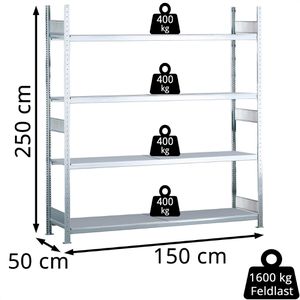 Produktbild für Weitspannregal Schulte 15582, 4 Metallböden