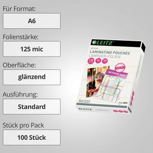 Produktbild für Laminierfolien Leitz 33806 iLAM, DIN A6
