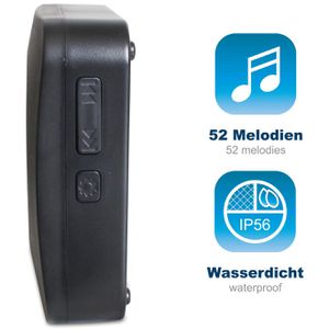 Produktbild für Türklingel Eaxus drahtlos, schwarz, Funk Set