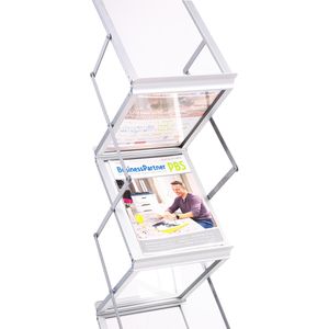Produktbild für Prospekthalter Böttcher-AG mit Koffer, silber