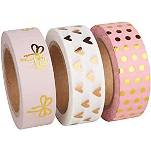 Washi-Tape Rayher 60893000 Foil, mit Glanzeffekt, rosa / gold