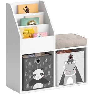 Produktbild für Bücherregal Vicco Luigi Mini, weiß, mit 2 Faltboxen
