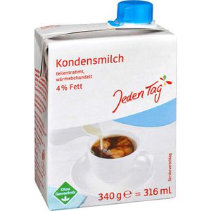 JedenTag Kondensmilch 4% Fett, im Tetrapack, je 340g, 20 Pack - Böttcher AG