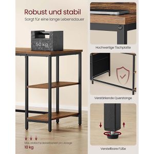 Produktbild für Schreibtisch Vasagle LWD105K01, braun / schwarz