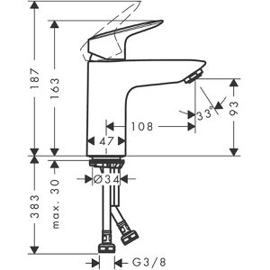 Produktbild für Waschtischarmatur hansgrohe Logis 100, 71107670, schwarz matt