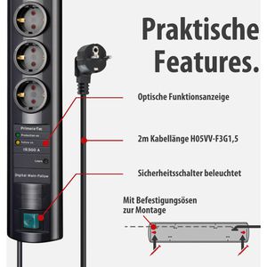 Produktbild für Steckdosenleiste Brennenstuhl Primera-Tec 2m Kabel