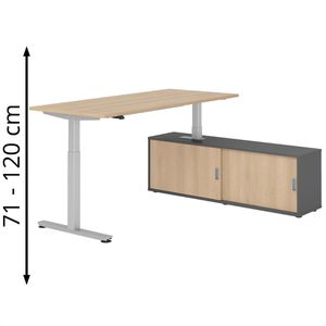 Produktbild für Schreibtisch Hammerbacher XMST 29535, eiche, mit Sideboard