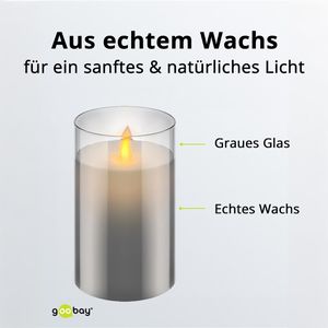 Produktbild für LED-Kerze Goobay 60371, Echtwachs im Glas, grau