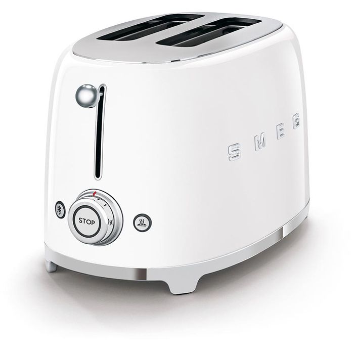 Retro Toaster 2 50er 950 weiß Edelstahl, Style, AG TSF01WHEU Scheiben, Böttcher Smeg – Watt,