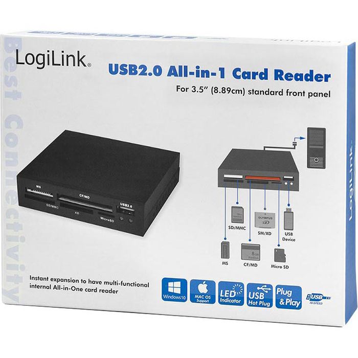 LogiLink CR0007 Cardreader USB 2.0 | Für SD, MMC, RS-MMC Karten | Mini Format Für Unterwegs