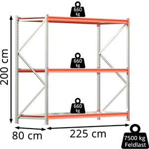 Produktbild für Weitspannregal Regalwerk EMMA, 3 Metallböden