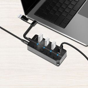 Produktbild für USB-Hub LogiLink UA0419, schwarz, mit Netzteil