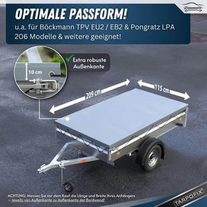 Produktbild für Anhänger-Plane Tarpofix FP2-GR, wasserdichte Flachplane