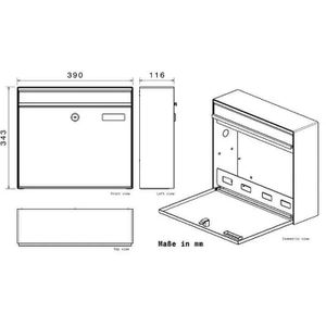 Produktbild für Briefkasten Metzler BK212-V2, anthrazit, aus Stahl