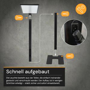 Produktbild für Stehlampe Enovalite ELED700113, LED, schwarz, 199 cm