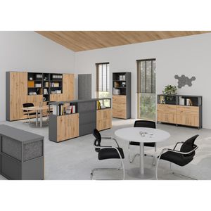 Produktbild für Kombischrank Hammerbacher FW38T2KG, asteiche / graphit