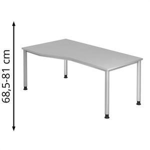 Produktbild für Schreibtisch Hammerbacher H-Serie, lichtgrau / silber