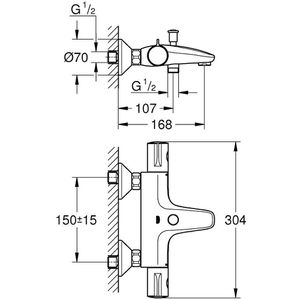 Produktbild für Badewannenarmatur GROHE Grohtherm 800, 34567000, aus Messing