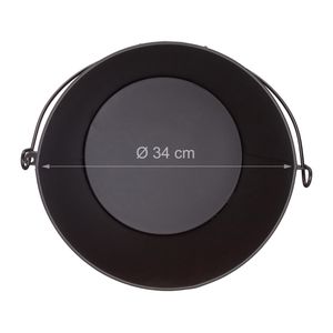 Produktbild für Ascheeimer Relaxdays 10022305, schwarz, mit Holzgriff &amp; Deckel