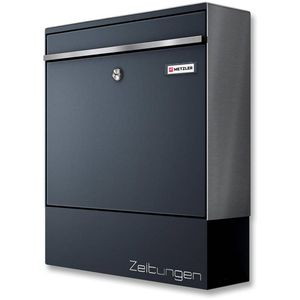 Produktbild für Briefkasten Metzler BK212-ZF, anthrazit, aus Stahl
