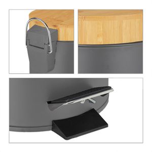 Produktbild für Mülleimer Relaxdays Bambus, grau